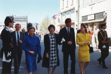La princesse Alix de Ligne, lors de l'inauguration du monument à sa mère, la grande-duchesse Charlotte, en 1990