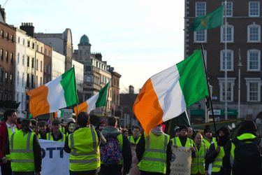 Manifestation de "gilets jaunes" à Dublin, en Irlande, le 22 décembre 2018.