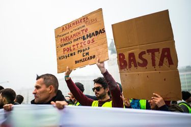 Manifestation de "gilets jaunes" à Lisbonne, au Portugal, le 21 décembre 2018.