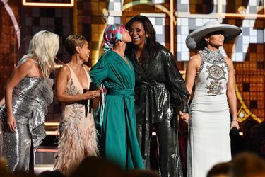 Lady Gaga, Jada Pinkett-Smith, Alicia Keys et Michele Obama lors de la 61ème cérémonie des Grammy Awards à Los Angeles, le dimanche 10 février 2019