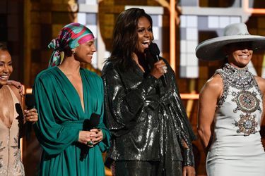 Lady Gaga, Jada Pinkett-Smith, Alicia Keys et Michele Obama lors de la 61èmecérémonie des Grammy Awards à Los Angeles, le dimanche 10 février 2019
