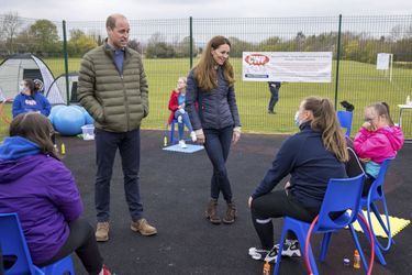 Le prince William et Kate Middleton en visite à l&#039;organisme Cheesy Waffles à Durham le 27 avril 2021