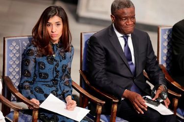 Nadia Murad et Denis Mukwege à Oslo, le 10 décembre 2018.