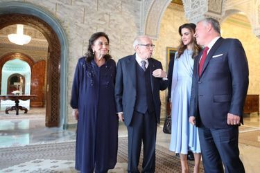 La reine Rania et le roi Abdallah II de Jordanie avec le couple présidentiel tunisien à Tunis, le 3 février 2019