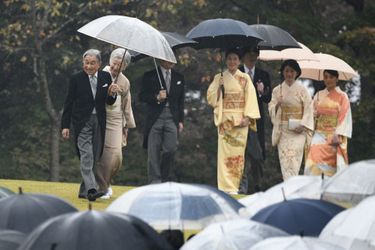 L'empereur Akihito du Japon, l'impératrice Michiko, les princes Naruhito et Akishino et les princesse Masako, Kiko et Mako à Tokyo, le 9 novembre 2018