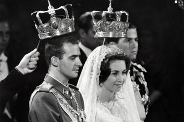 La princesse Sophie de Grèce et le prince Juan Carlos d&#039;Espagne, le jour de leur mariage, 14 mai 1962
