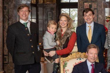 Le grand-duc Henri et le prince Louis de Luxembourg avec la comtesse Marie-Christine et les comtes Rodolphe et Gabriel de Limburg-Stirum, le 5 janvier 2019