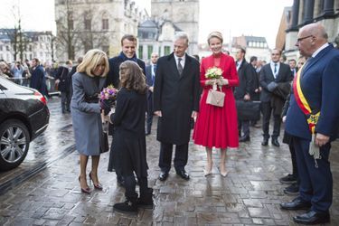 La reine Mathilde et le roi des Belges Philippe avec Emmanuel et Brigitte Macron, à Gant le 19 novembre 2018