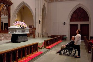 George H. W. Bush avant les funérailles de sa femme Barbara Bush a Houston en avril 2018