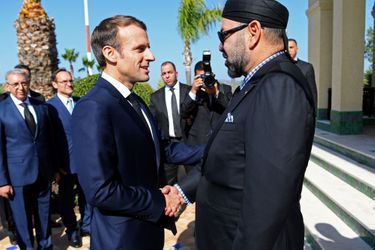 Emmanuel Macron avec le roi Mohammed VI jeudi.