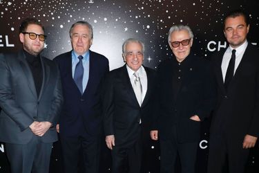 Martin Scorsese avec Jonah Hill, Robert De Niro, Harvey Keitel et Leonardo DiCaprio au MoMA le 19 novembre 2018