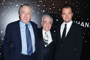 Martin Scorsese avec Robert De Niro et Leonardo DiCaprio au MoMA le 19 novembre 2018