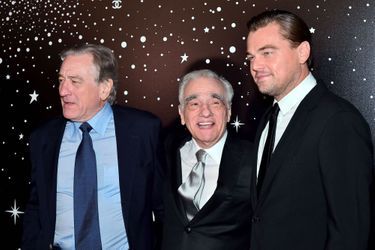 Martin Scorsese avec Robert De Niro et Leonardo DiCaprio au MoMA le 19 novembre 2018