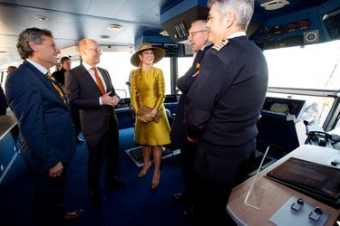La reine Maxima des Pays-Bas à bord du "Vox Amalia" à Rotterdam, le 14 décembre 2018