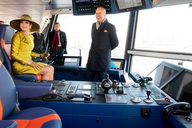 La reine Maxima des Pays-Bas à bord du "Vox Amalia" à Rotterdam, le 14 décembre 2018
