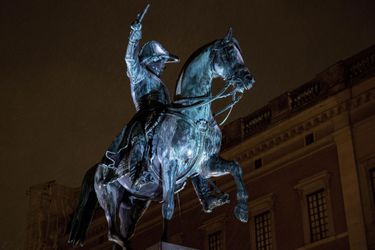 La statue de Karl XIV Johan à Stockholm, le 18 décembre 2018
