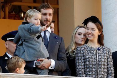 Pierre Casiraghi et son fils Stefano avec la princesse Alexandra de Hanovre à Monaco, le 19 novembre 2018