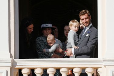 La princesse Caroline de Hanovre avec Francesco, Stefano et Pierre Casiraghi à Monaco, le 19 novembre 2018