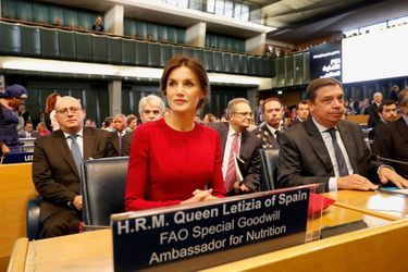 La reine Letizia d'Espagne à Rome, le 16 octobre 2018