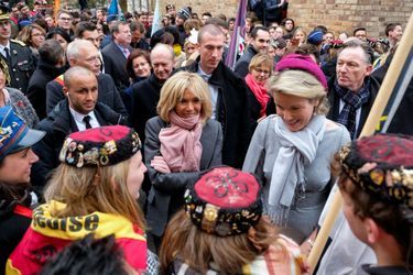 La reine des Belges Mathilde et Brigitte Macron à Louvain-la-Ville, le 20 novembre 2018