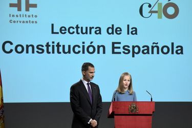 Première intervention publique de la princesse des Astruries Leonor à Madrid, le 31 octobre 2018