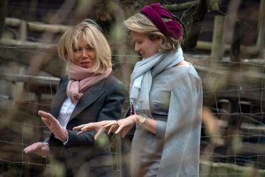 La reine des Belges Mathilde et Brigitte Macron à Ittre, le 20 novembre 2018