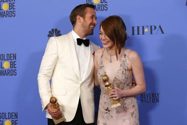 Emma Stone, avec Ryan Gosling, le 9 janvier 2017