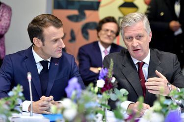 M. Macron et le roi des Belges Philippe à Molenbeek, en Belgique.