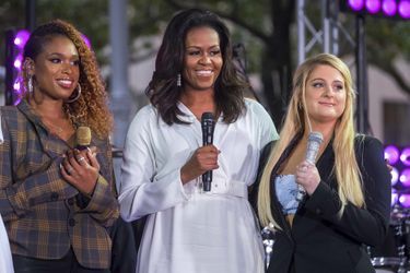 Jennifer Hudson, Michelle Obama et Meghan Trainor à New York, le 11 octobre 2018.