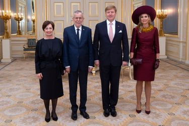 La reine Maxima et le roi Willem-Alexander des Pays-Bas avec le couple présidentiel autrichien à La Haye, le 14 novembre 2018