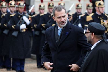 Le roi Felipe VI d'Espagne et le roi Mohammed VI du Maroc à Paris, le 11 novembre 2018