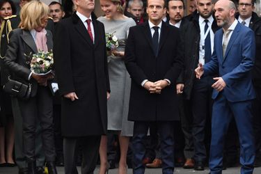 La reine Mathilde et le roi des Belges Philippe avec Brigitte et Emmanuel Macron, le 20 novembre 2018 à Molenbeek