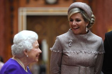 La reine d&#039;Angleterre Elizabeth II et la reine Maxima des Pays-Bas à Londres, le 23 octobre 2018