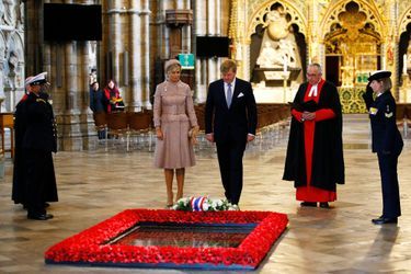 La reine Maxima et le roi Willem-Alexander des Pays-Bas à l&#039;abbaye de Westminster, le 23 octobre 2018