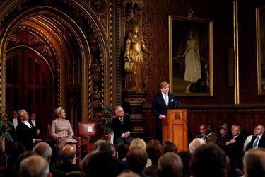 La reine Maxima et le roi Willem-Alexander des Pays-Bas au Parlement de Westminster, le 23 octobre 2018