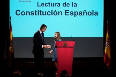 La princesse des Asturies Leonor et le roi Felipe VI d'Espagne à Madrid, le 31 octobre 2018