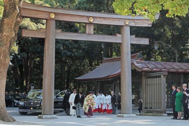 La princesse Ayako du Japon et Kei Komuro au sanctuaire Meiji Jingu à Tokyo, lors de leur mariage le 29 octobre 2018