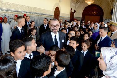 Le roi du Maroc Mohammed VI et ses deux enfants, le prince Moulay El Hassan et la princesse Lalla Khadija, à Rabat le 17 septembre 2018