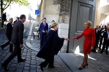 Brigitte Macron et la reine Sonja de Norvège au lycée Pierre-Corneille, à Rouen 
