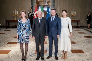 La princesse Mary et le prince Frederik de Danemark avec Sergio et Laura Mattarella à Rome, le 6 novembre 2018