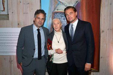 Mark Ruffalo, Jane Goodall et Leonardo DiCaprio au gala de la Leonardo DiCaprio Foundadtion, le 15 septembre 2018 à Santa Rosa