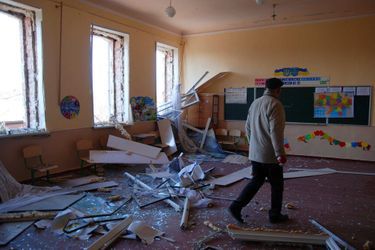 Dans une école de Kharkiv, en Ukraine, le 16 mars 2022.