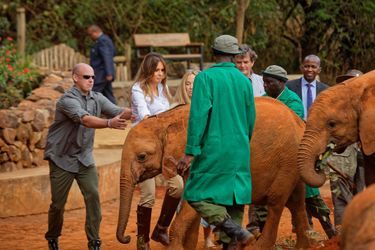 Melania Trump au David Sheldrick Elephant Orphanage à Nairobi, au Kenya, le 5 octobre 2018.