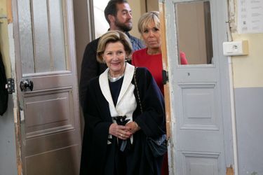 La reine Sonja de Norvège avec Brigitte Macron à Rouen, le 24 septembre 2018