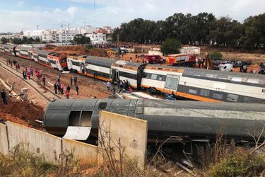 Le déraillement d'un train a fait six morts près de Rabat, au Maroc, le 16 octobre 2018.