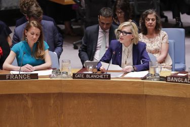 Cate Blanchett à l'ONU, à New York, mardi 28 août