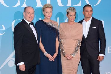 Orlando Bloom et Katy Perry avec le prince Albert et Charlène de Monaco au Gala for the Global Ocean, à Monte-Carlo, mercredi 26 septembre