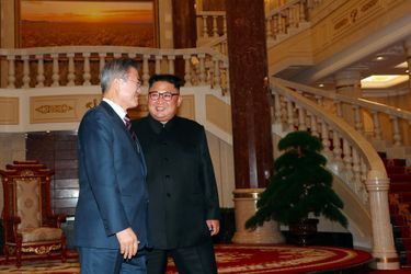 Kim Jong-un et Moon Jae-in à Pyongyang, le 18 septembre 2018.