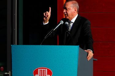 Recep Tayyip Erdogan a présidé l'inauguration d'une des plus grandes mosquées d'Europe à Cologne, le 29 septembre 2018.