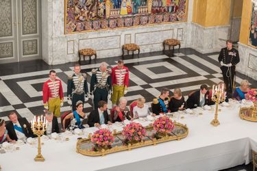 La famille royale du Danemark avec Emmanuel et Brigitte Macron à Copenhague, le 28 août 2018